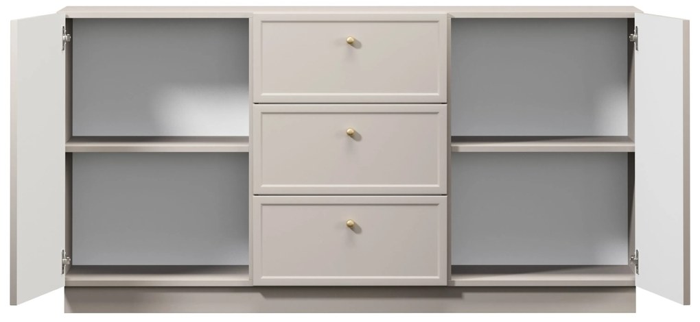 Comodă cu sertare Lorini 150 cm - cașmir / mânere aurii