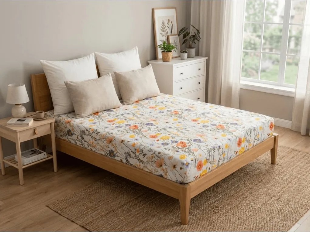 Cearsaf din microfibra WILDFLOWERS colorat 180x200 cm