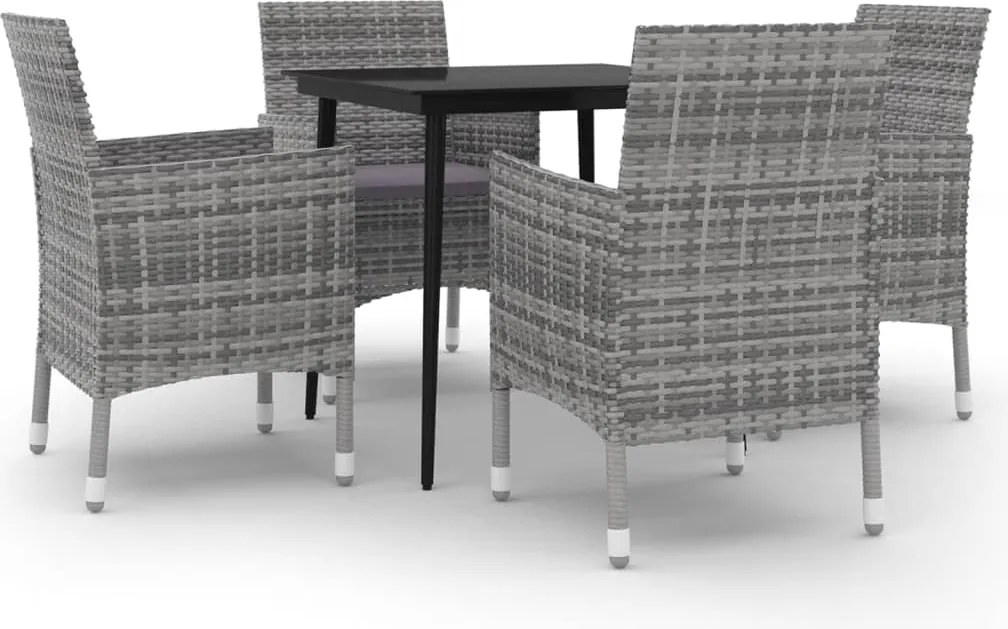vidaXL Set mobilier de grădină cu perne 5 piese poliratan & sticlă