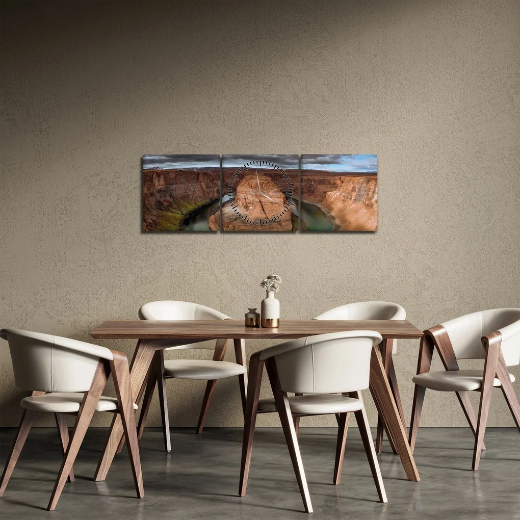 Tablou cu lac în stânci (cu ceas) (90x30 cm)