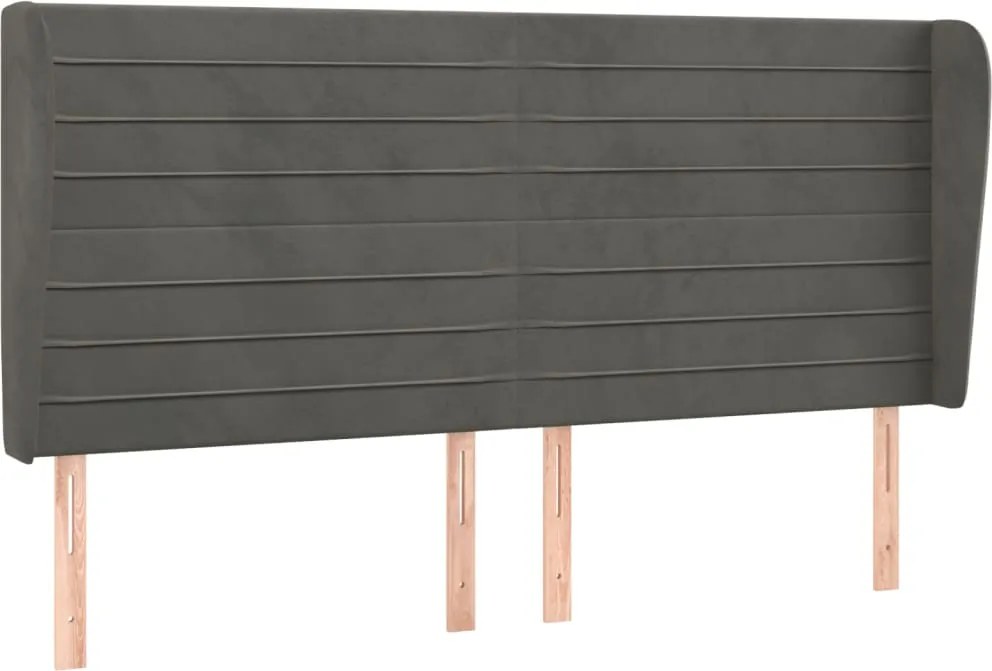 vidaXL Tăblie de pat cu aripioare gri închis 183x23x118/128 cm catifea