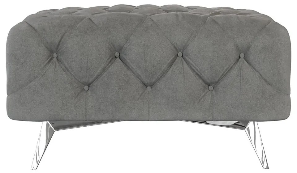 Taburet gri cu tapițerie din catifea Chelsea – Ropez