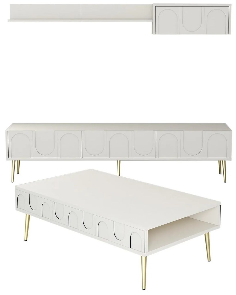 Set mobilier living Lyantela (Crem + Auriu). 1107139