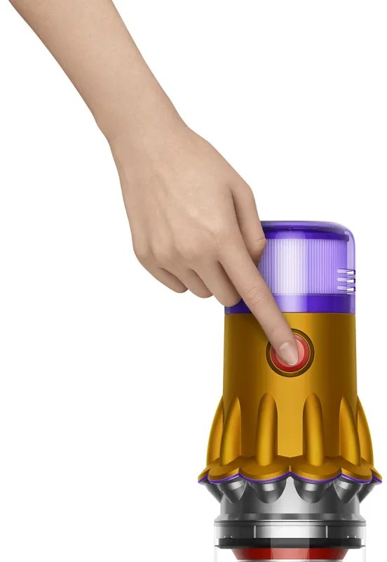 Aspirator vertical Dyson V12 Slim Detect Absolute 448884-01, 150AW, 340 ml, 60 min autonomie, 3 moduri, Afișare date în timp real, Senzor de praf, Iluminat, Nichel/galben