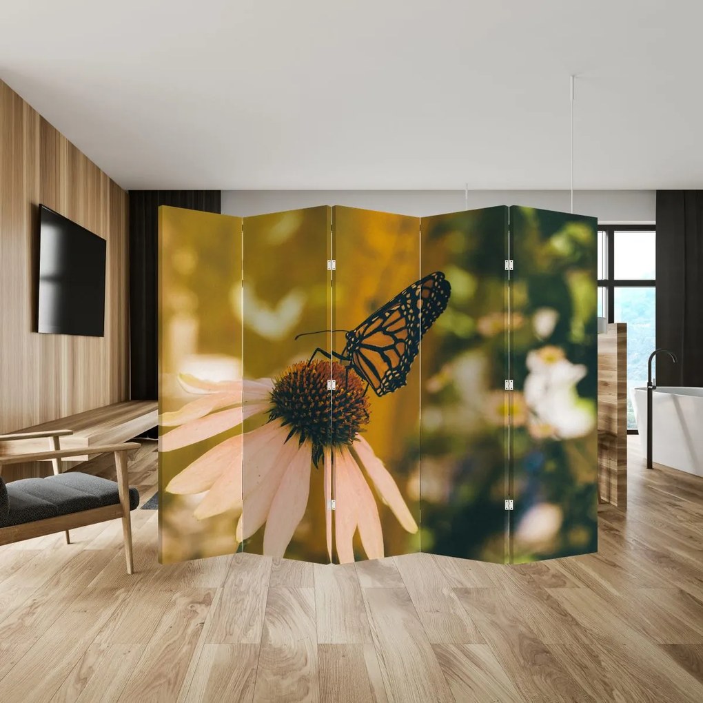 Paravan - Fluture pe floare (210x170 cm)