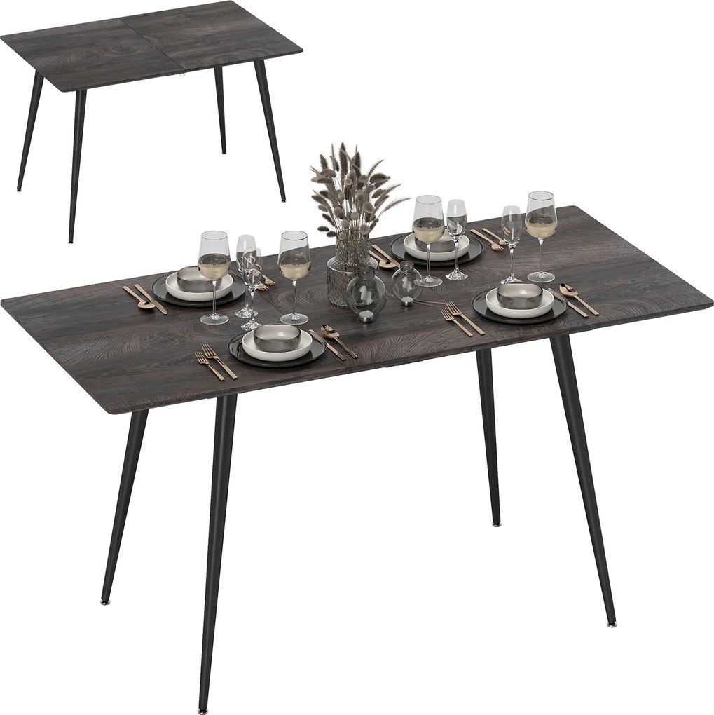 HOMCOM Masă extensibilă, masă extensibilă pentru 6-8 persoane, masă de bucătărie cu picioare solide din oțel | Aosom Romania