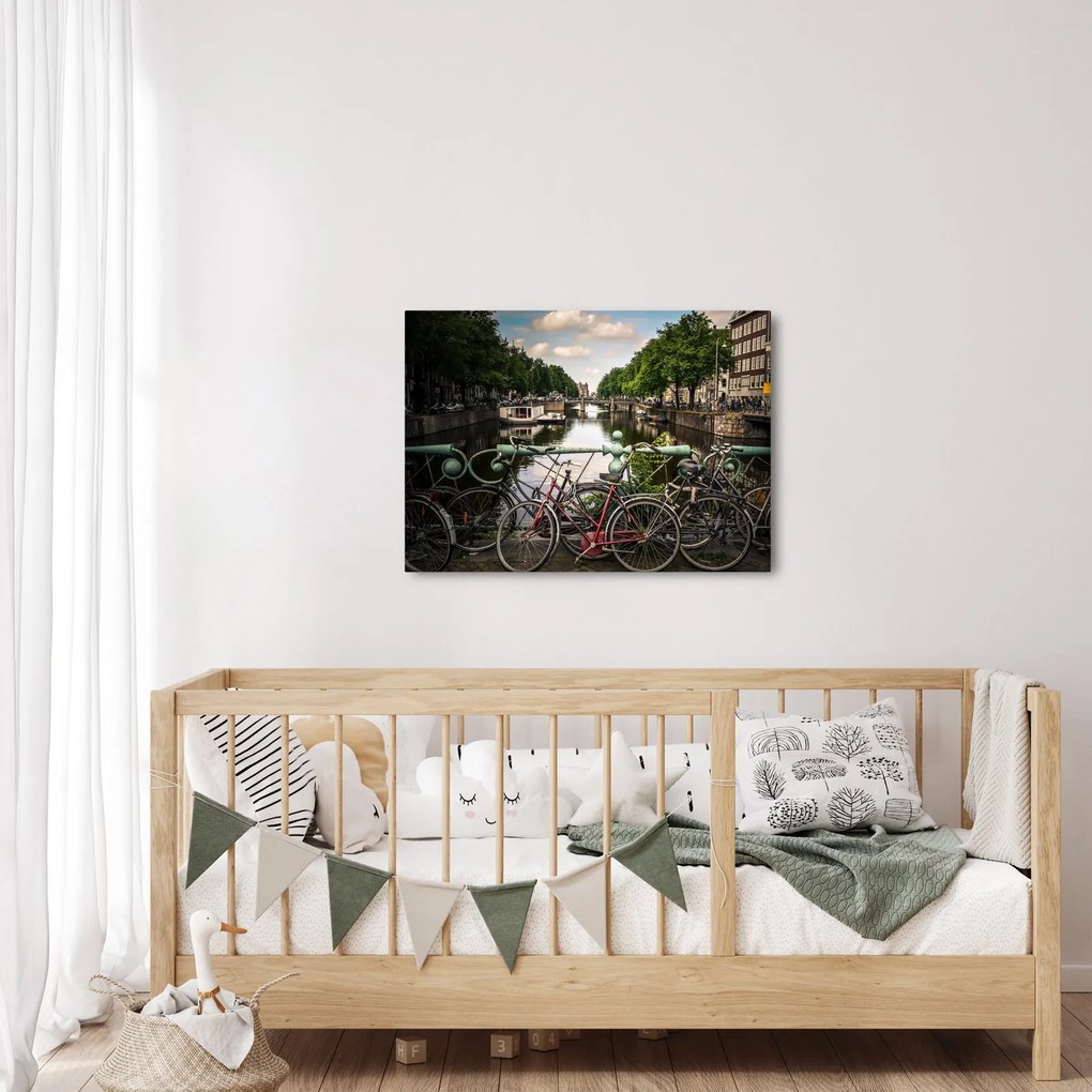 Tablou cu bicicleta în oraș (70x50 cm)