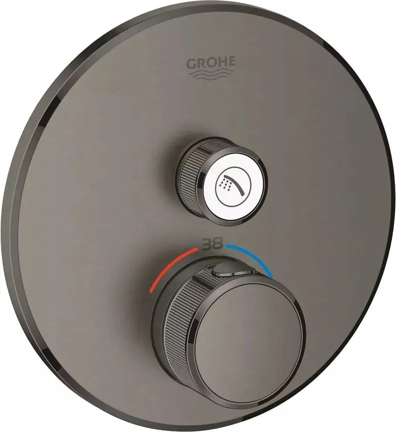 Baterie dus incastrata cu termostat Grohe Grohtherm SmartControl 1 iesire antracit periat Hard Graphite