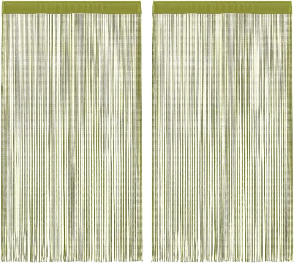 vidaXL Draperii cu franjuri, 2 buc., 140 x 250 cm, verde