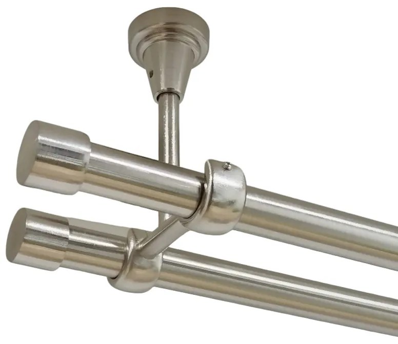 Galerie dubla capacel fara inele prindere tavan 19/19 mm inox (Alege marime: 280 cm)