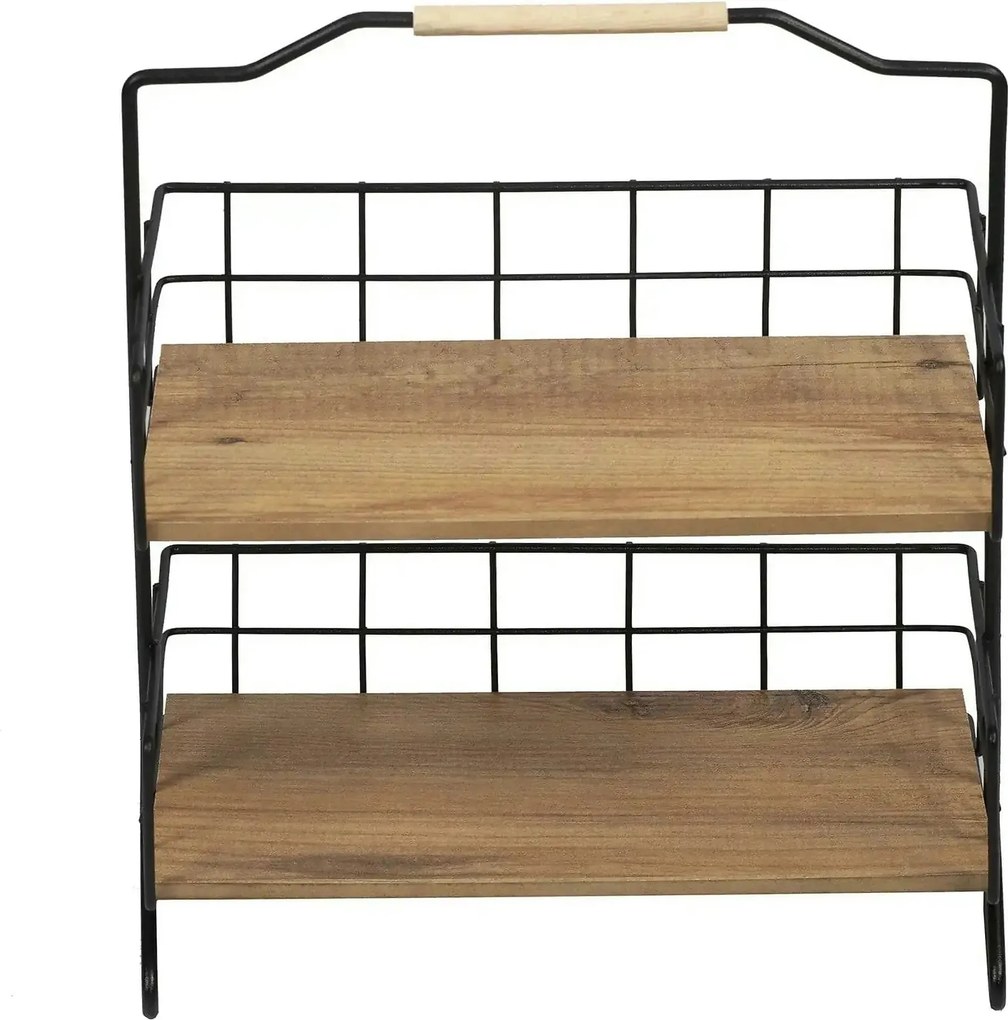 Etajera baie SHELF ELSE, stejar/negru, PAL melaminat/metal, 32x15x42 c
