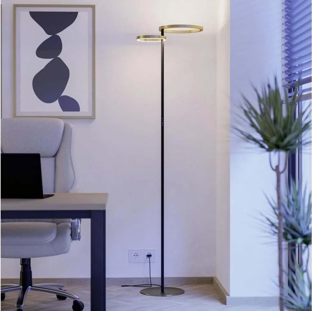 Eglo 901975-LED Lampadar CASTELPOTO cu dimmer, LED/16W/230V + LED/12W, auriu/negru