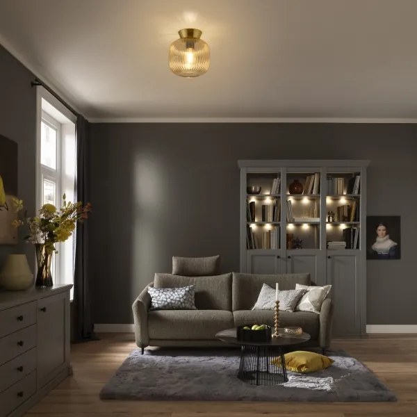 Schöner Wohnen Plafonieră NAMI 13574-27, 1x E27/25W/230V, Ø 20 cm, auriu/bej