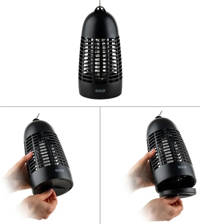 Lampa UVA pentru insecte Muhler MIK-30 1003955, 4W, 20 m², Sigura pentru oameni si animale, Negru