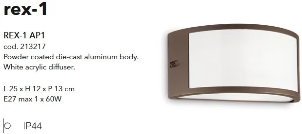 Aplica perete exterior design modern IP44 REX-1 AP1 COFFEE 213217