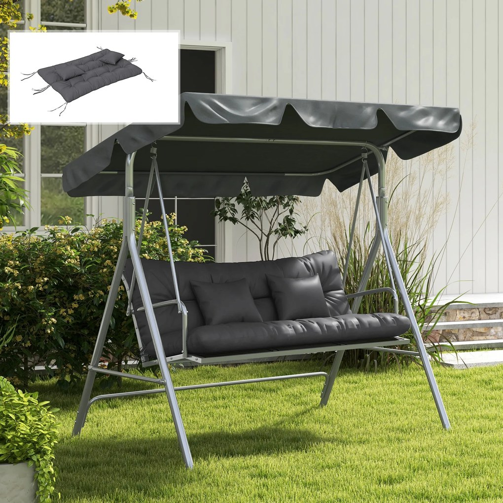 Outsunny Set de 4 Perne pentru Sezut si Spatar de Exterior, Inclusiv 2 Perne Decorative, Hidrofobe, pentru Canapea sau Leagan, Gri | Aosom Romania