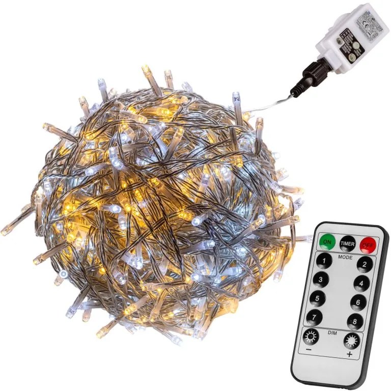 VOLTRONIC Lanț de Crăciun 60 m, 600 LED-uri, alb cald / rece
