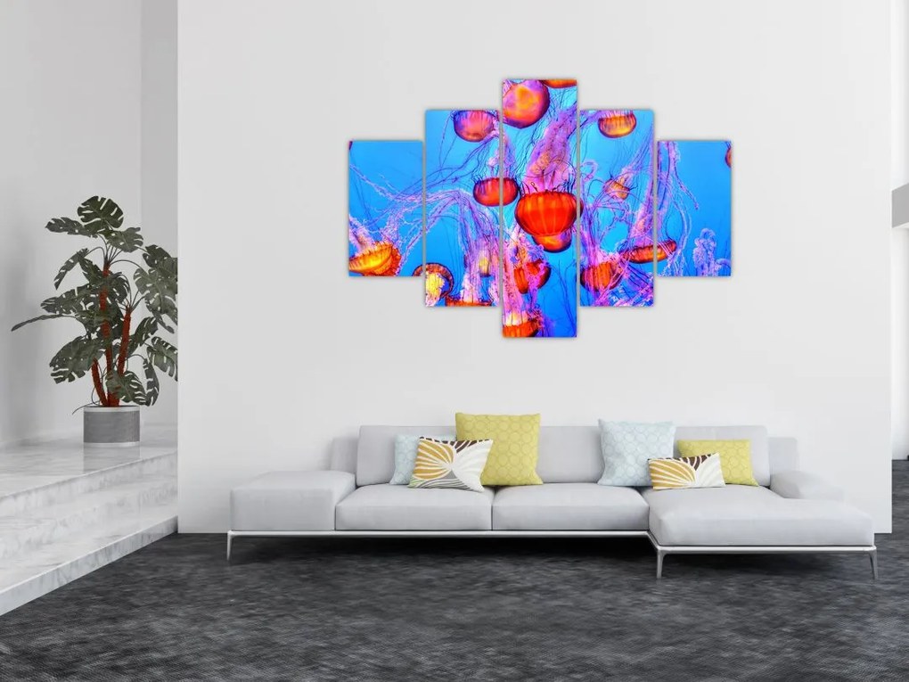 Tablou cu meduse în mare (150x105 cm)