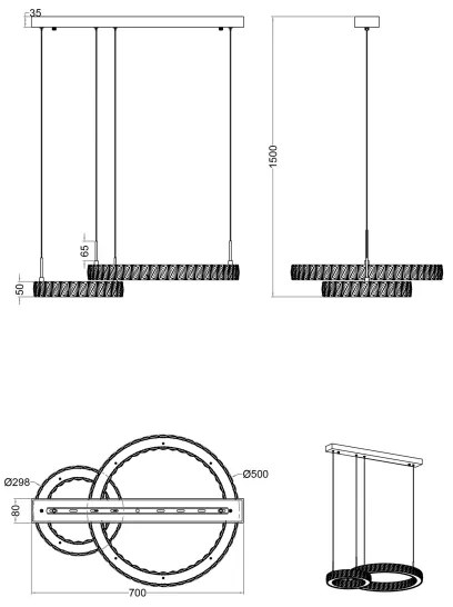Zuma Line MD3713-2-3GT - Lustră LED suspendată pe cablu GIRONA, LED/36W/230V, roz auriu