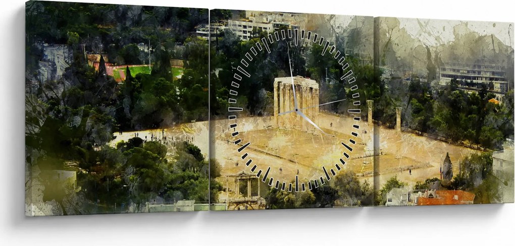 Tablou - Templul lui Zeus, Atena, Grecia (cu ceas) (90x30 cm)