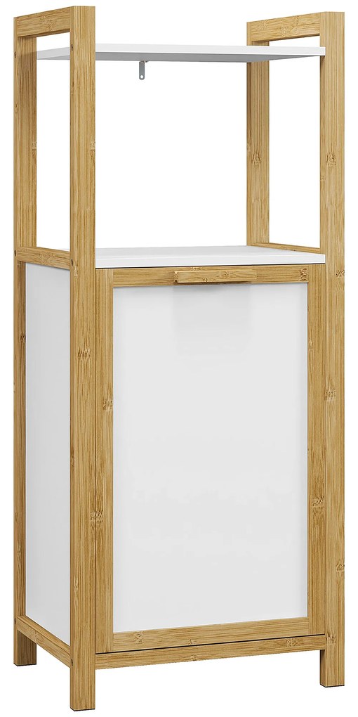 HOMCOM Mobilier pe picioare din bambus coș pentru rufe baie economisire de spațiu, 2 rafturi, dim. 40L x 30l x 86,5H cm | Aosom Romania