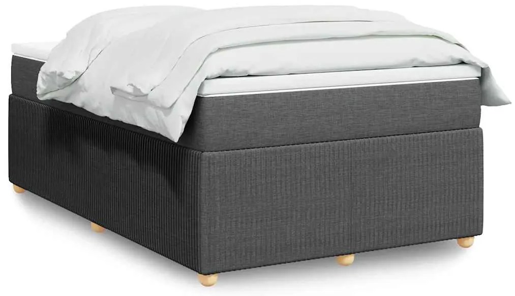 vidaXL Pat box spring cu saltea, gri închis, 120x200 cm, textil