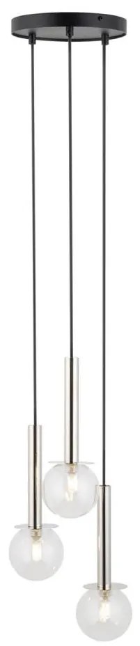 Lustră pe cablu DAISY 3xG9/12W/230V d. 27 cm crom lucios/negru/transparent