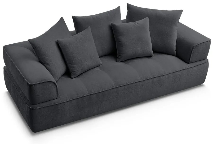 Canapea gri închis cu tapițerie din chenille 237 cm Whesley – Bobochic Paris