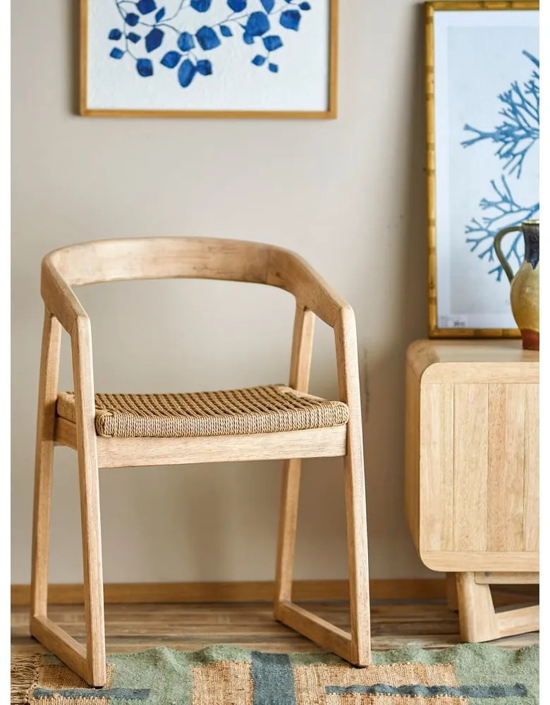 Scaun de dining în culoare naturală din lemn de arbore de cauciuc Serrone – Bloomingville