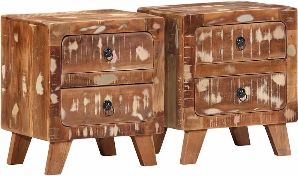 vidaXL Noptiera 2 buc 40x32x46 cm lemn masiv recuperat