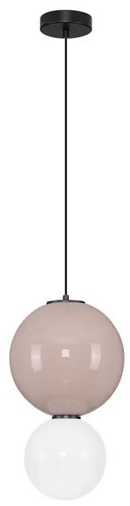Pendul LED decorativ portelan mocha, sticla alb, NOESIS