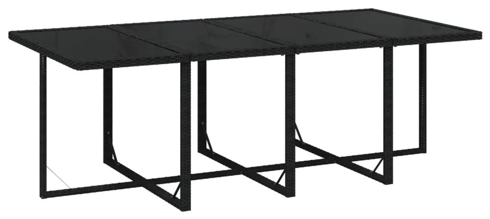 Set mobilier de gradina cu perne, 9 piese, negru, poliratan Alb si negru, 219 cm table length, 8x fotoliu + masa, 1