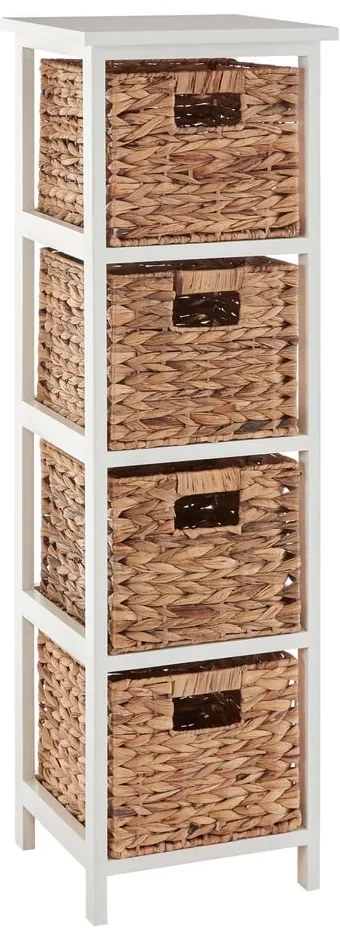 Etajeră de baie albă/în culoare naturală din lemn masiv de paulownia 32x100 cm Padstow – Premier Housewares