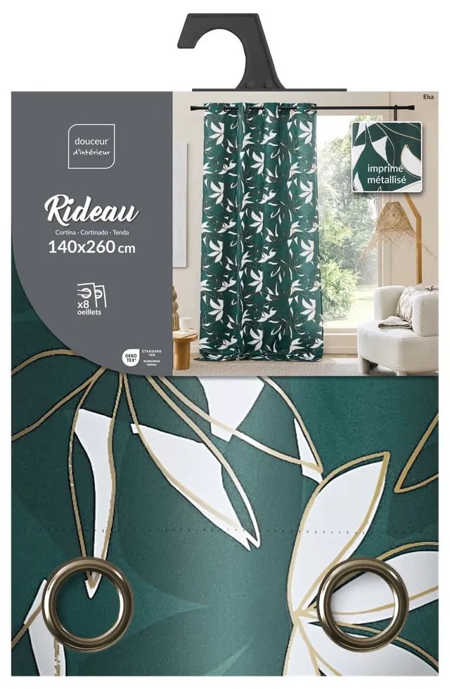 Draperie verde 140x260 cm Elsa – douceur d'intérieur