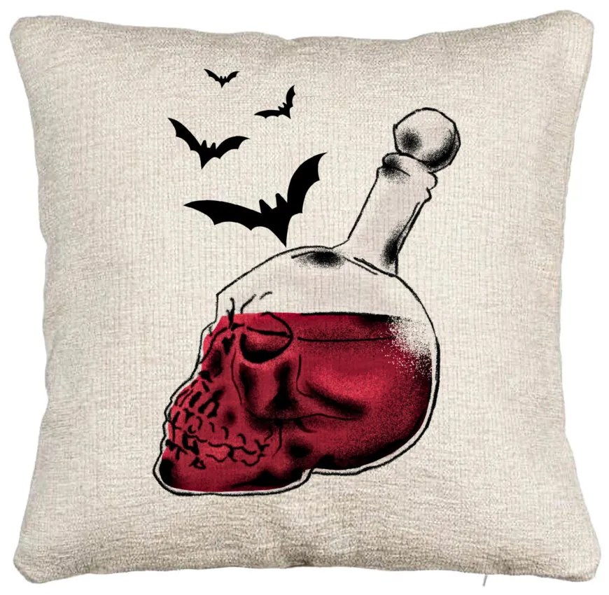 Perna Decorativa Canapea cu motiv Sticla Craniu de Halloween 1, 40x40 cm, Cu fermoar