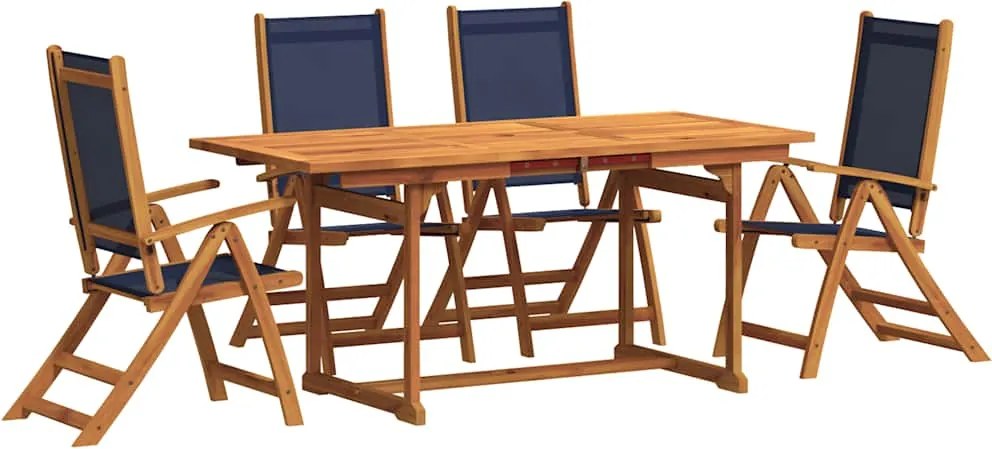 vidaXL Set mobilier de grădină, 5 piese, lemn masiv acacia/textilenă