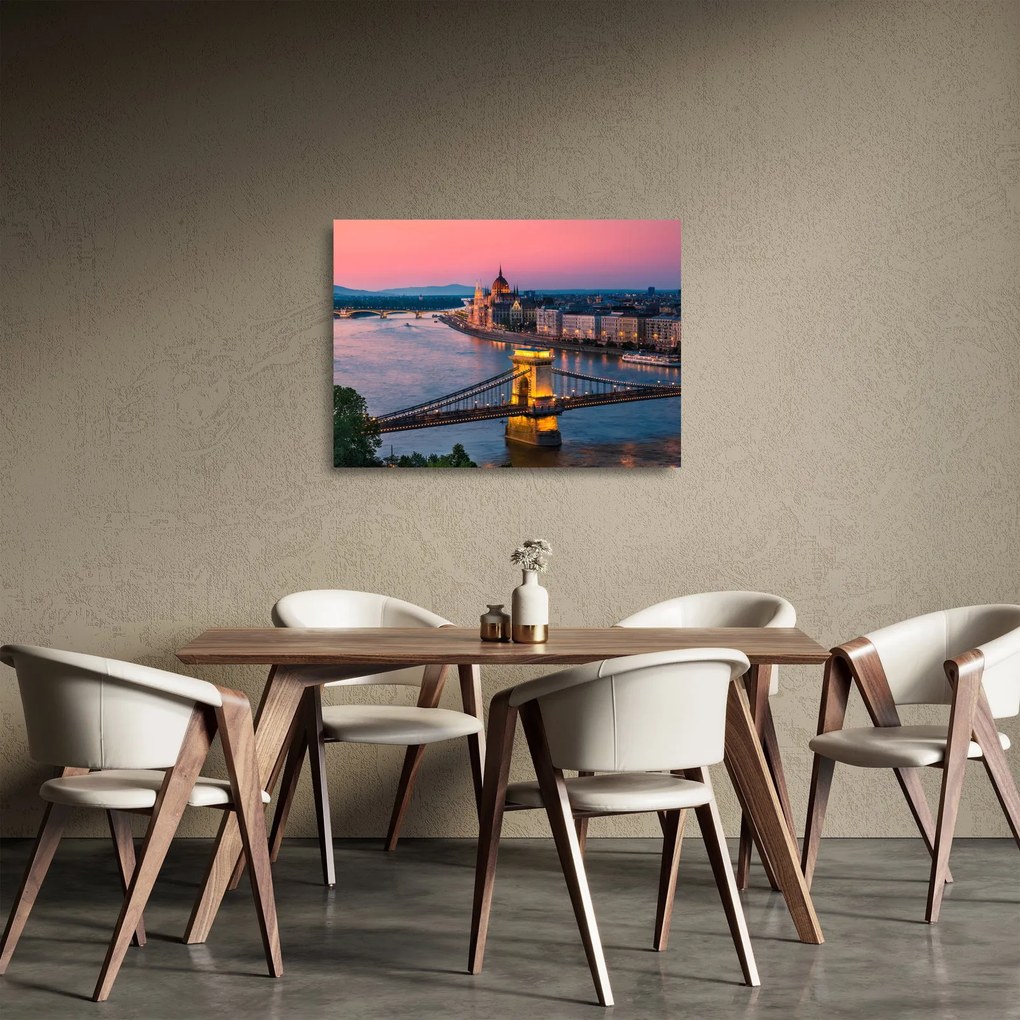 Tablou pe sticlă - Panorama orașului Budapesta, Ungaria (70x50 cm)