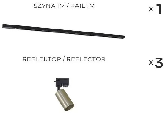 Zuma Line 3552 - Spot TUBE pentru șină, 3xGU10/35W/230V, negru/auriu