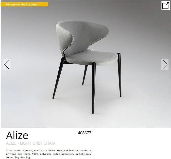 Scaun dining design elegant Alize gri