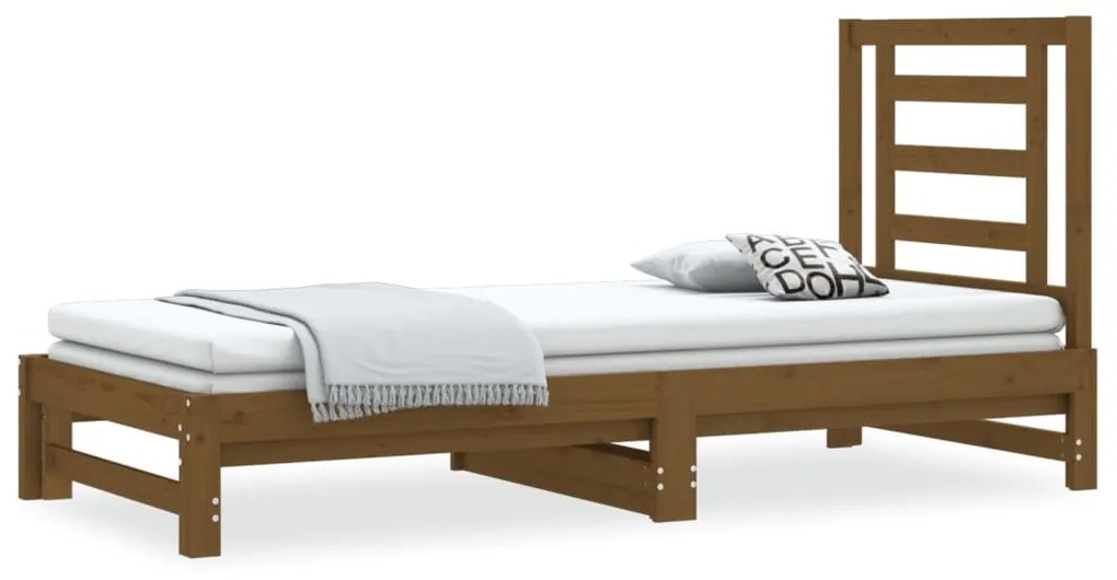 3108615 vidaXL Pat de zi extensibil maro miere 2x(90x190) cm lemn masiv de pin