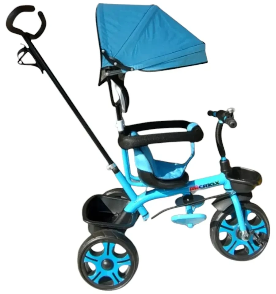 Tricicleta cu copertina detasabila NOVOKIDS™ My first Trike, Roti din spuma cauciucata, Maner de ghidaj pentru parinti, Cadru metalic, Dimensiuni
