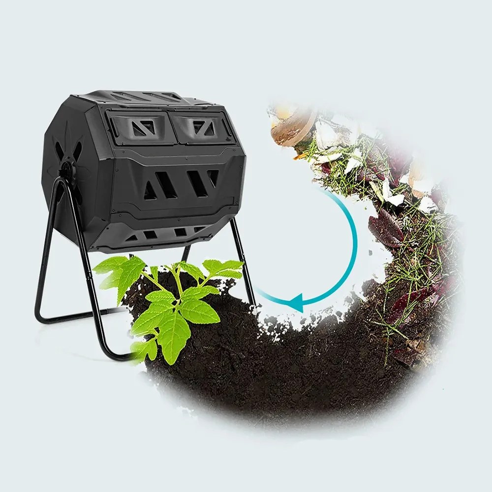 Compostor rotativ cu două camere de 160 litri
