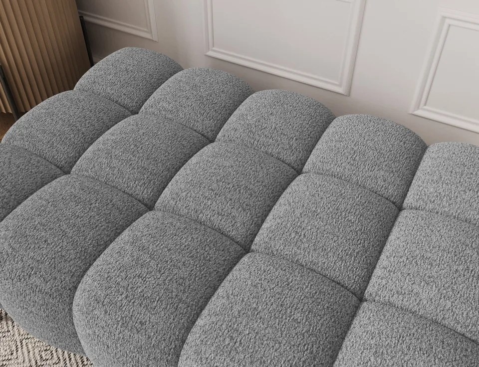Taburet Tapitat cu Picioare Ferivo, gri bouclé – Royal 03