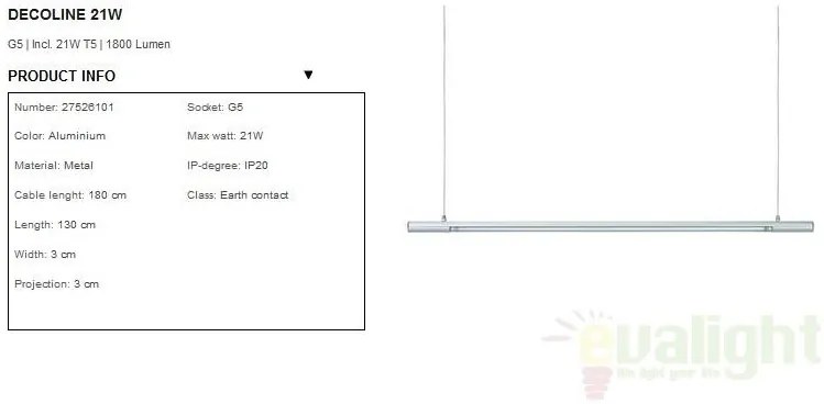 Pendul modern neon G5 21W Decoline 27526101NL