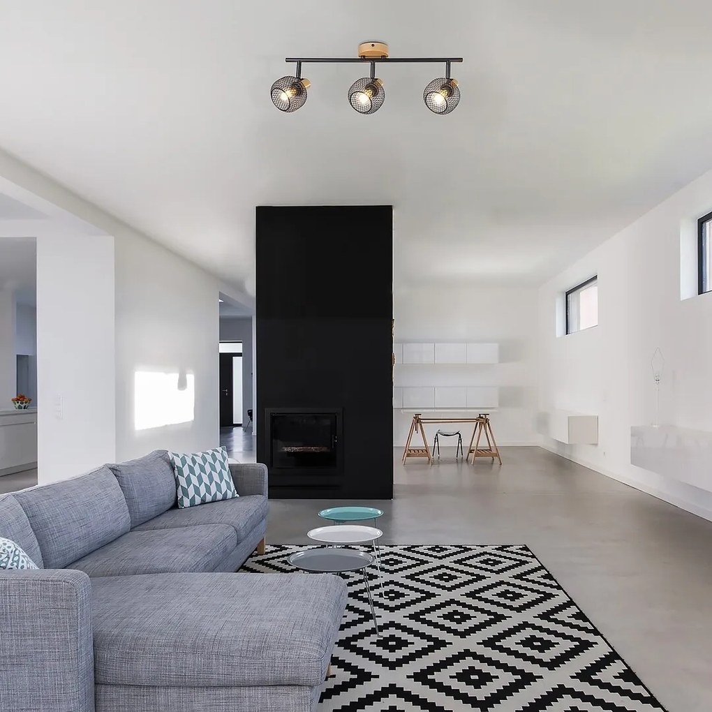 Lustra aplicata 3l design industrial Grendel negru
