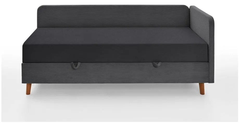 Pat gri închis tapițat cu spațiu de depozitare 90x200 cm Cabana – Meise Möbel
