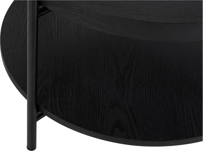 Măsuță de cafea neagră rotundă cu aspect de lemn de stejar ø 64 cm Hagen – Bonami Essentials