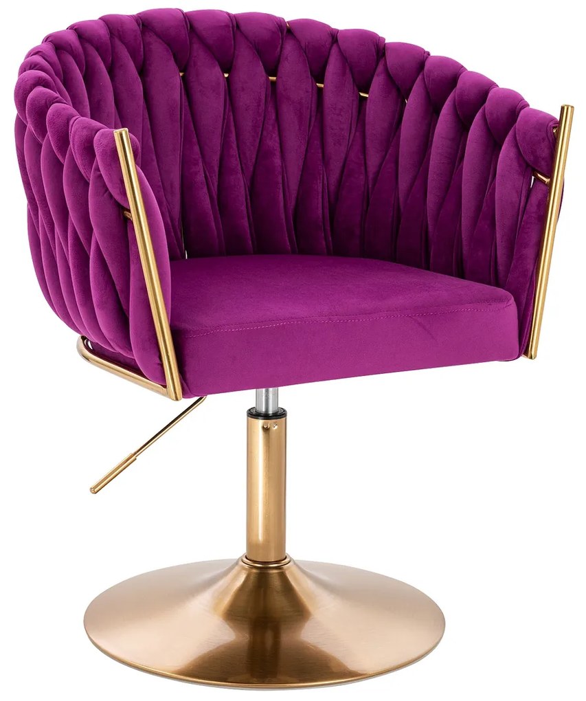 HR750N Scaun Fucsia din Catifea cu Bază Aurie