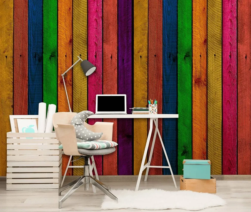 Fototapet - Scândură colorată (254x184 cm), în 8 de alte dimensiuni noi