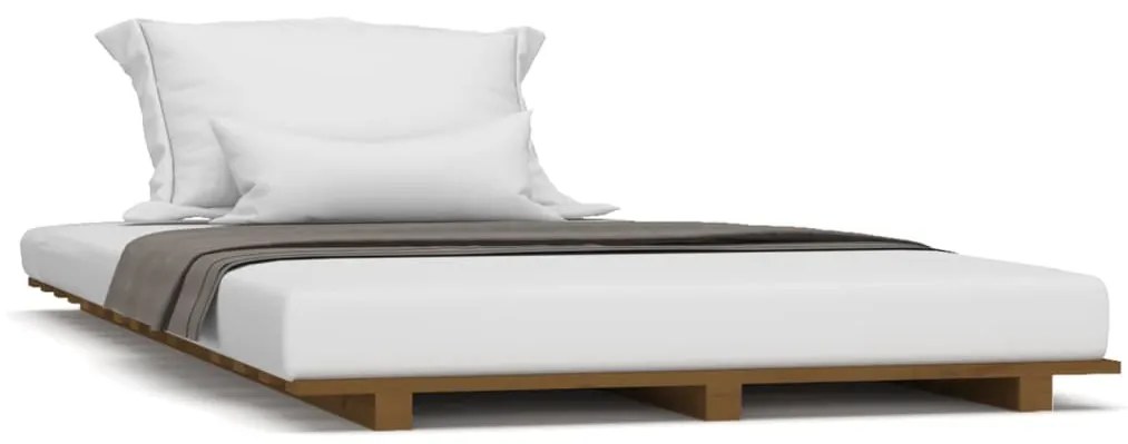 824591 vidaXL Cadru de pat, maro miere, 90x190 cm, lemn masiv de pin
